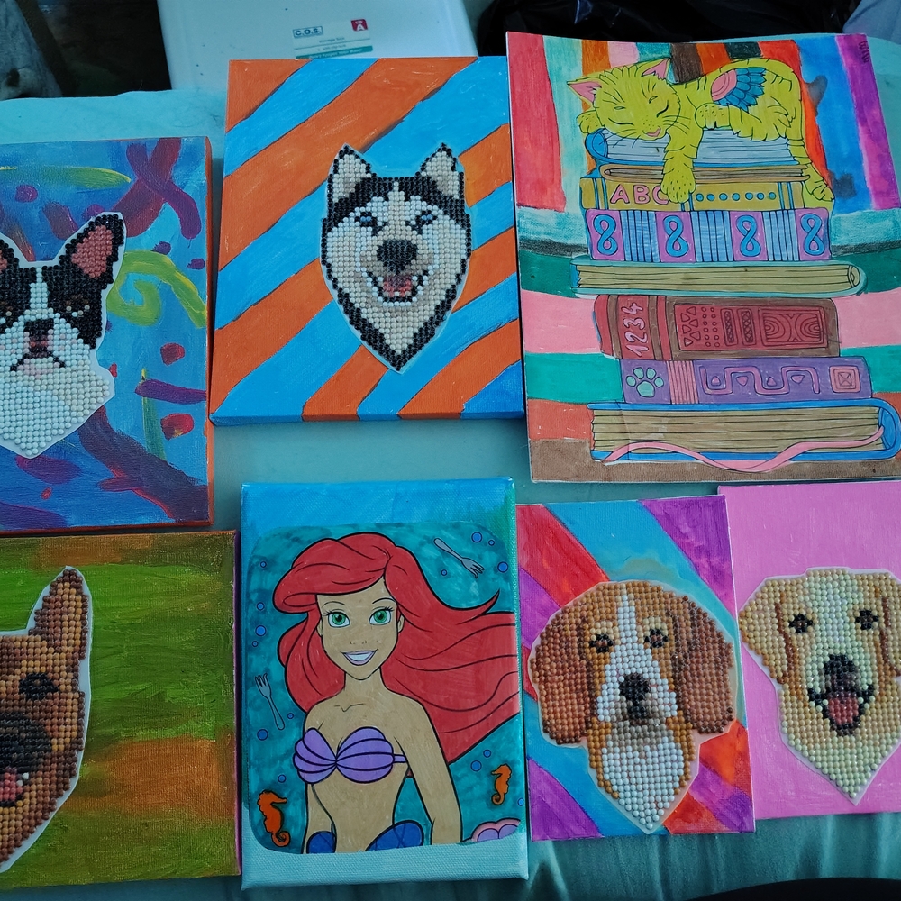 Colorful Kids Animal Art Canvas Set